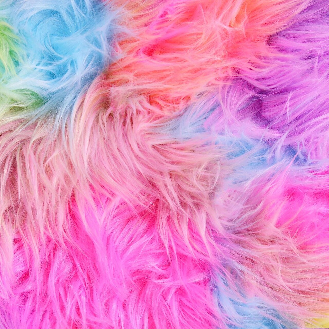FabricLA Shaggy Faux Fur Fabric - 4&#x22; X 4&#x22; Inches Pre-Cut - Use Fake Fur Fabric for DIY, Craft Fur Decoration, Fashion Accessory, Hobby - Pastel Patch